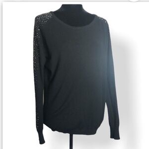 Liquid black sweater with rhinestones